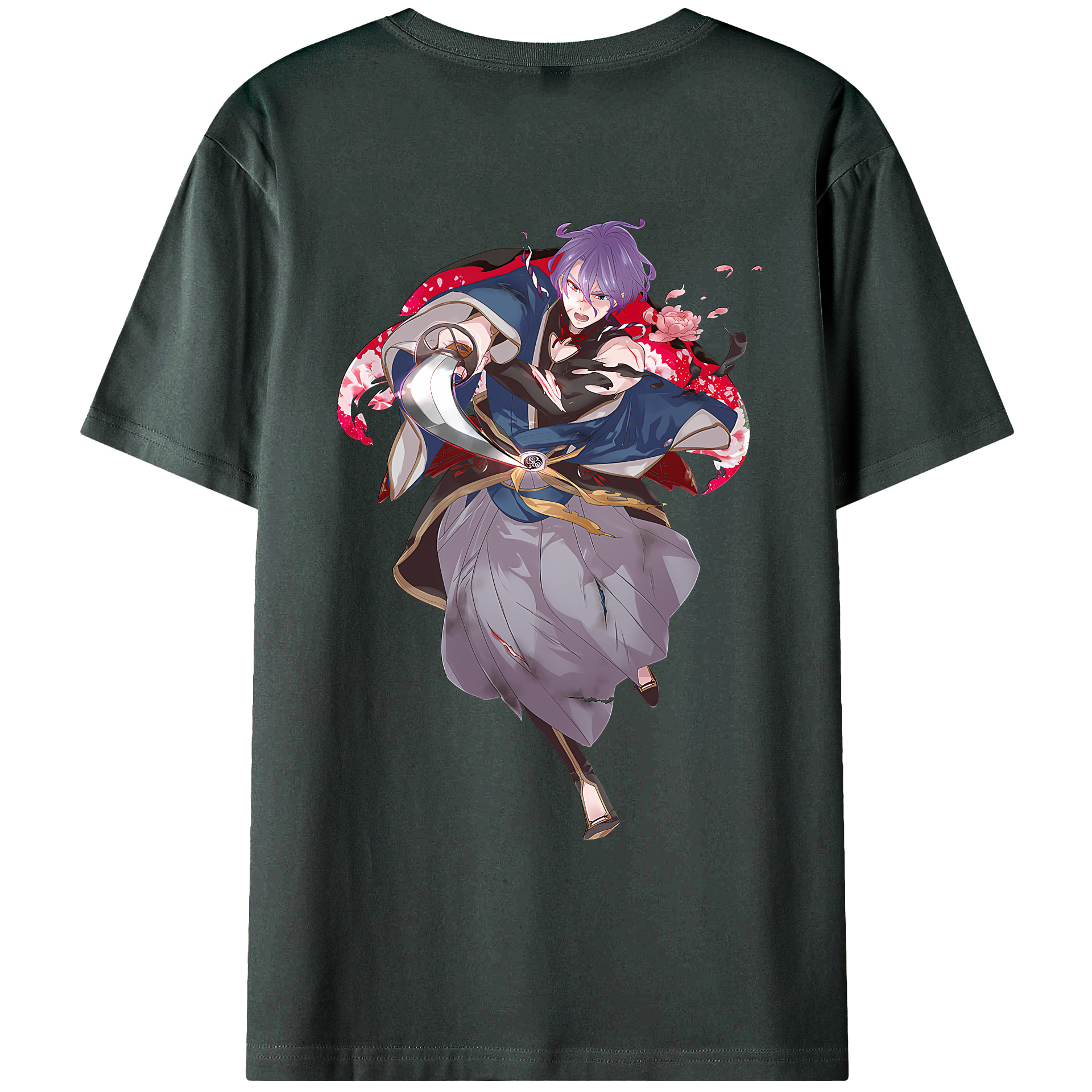 （画像用） 刀剣乱舞 Touken Ranbu 綿100％ メンズ半袖Tシャツ（バックプリント） 通気性